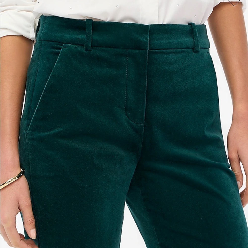 J Crew Factory Petite Velvet Kallie pant in Old Forest green size 12P NWOT BU805 - Picture 3 of 10